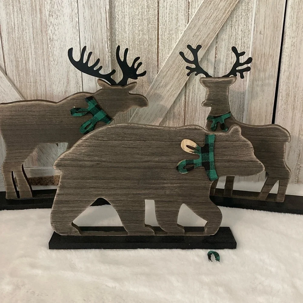 Target BP Christmas Wood Decor Bear, Deer and Reindeer